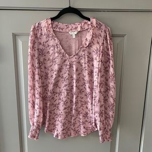 Lucky Brand Blush Floral V-Neck Blouse